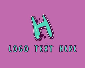 Green And Pink - Modern Graffiti Letter H logo design