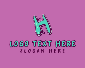 Green And Pink - Modern Graffiti Letter H logo design
