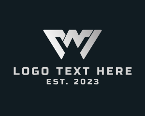 Chevron - Gray Letter WN logo design