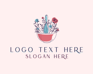 Wooden Spoon - Floral Baking Whisk logo design