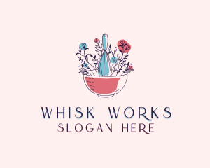 Whisk - Floral Baking Whisk logo design