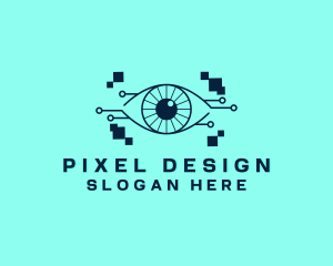 Cyber Eye Pixel logo design