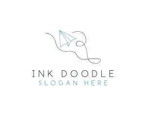 Paper Plane Doodle  logo design