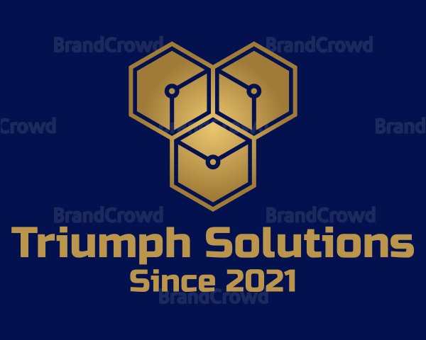 Gold Tech Hexagon Company Logo
