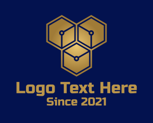 Game Developer - Gold Tech Hexagon Company logo design