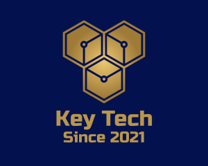 Gold Tech Hexagon Company logo design