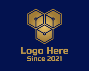 Electronics - Gold Tech Hexagon Company logo design