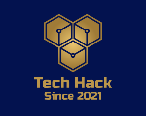 Gold Tech Hexagon Company logo design