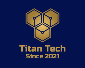 Gold Tech Hexagon Company logo design