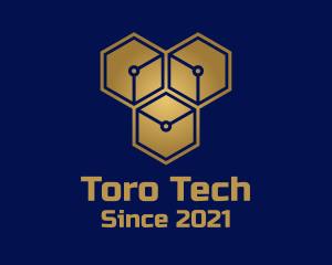 Gold Tech Hexagon Company logo design