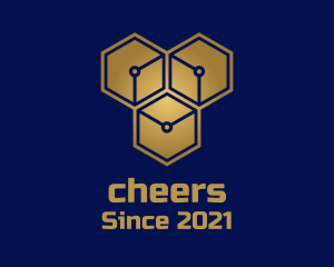 Coding - Gold Tech Hexagon Company logo design