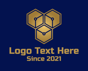 Video Game - Gold Tech Hexagon Company logo design