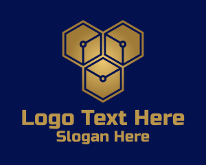 Gold Tech Hexagon Company Logo