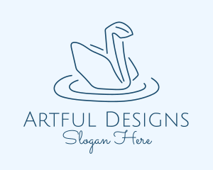 Abstract Origami Swan logo design