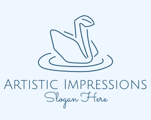 Abstract Origami Swan logo design