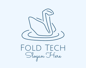 Folding - Abstract Origami Swan logo design