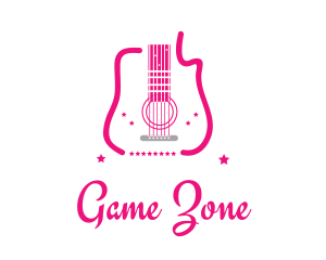 Singer - Pink Guitar Stars logo design