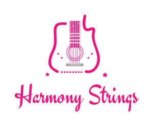 Pink Guitar Stars logo design