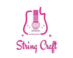 Pink Guitar Stars logo design