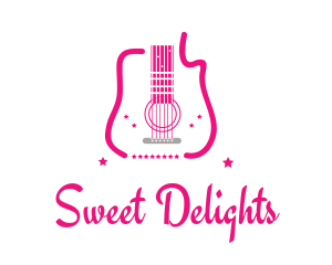 Pink Guitar Stars logo design