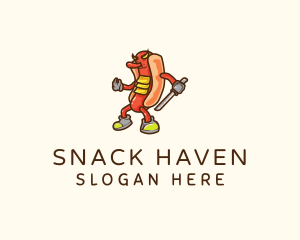 Samurai Hot Dog logo design