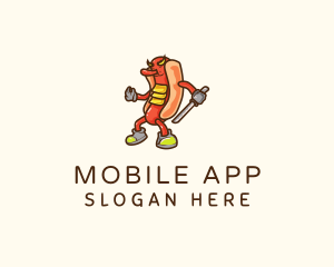 Sausage - Samurai Hot Dog logo design