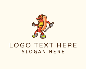 Cartoon - Samurai Hot Dog logo design
