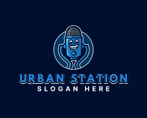 Station - Happy Microphone Podcast logo design