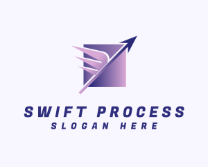 Processing - Package Delivery Arrow Wings logo design