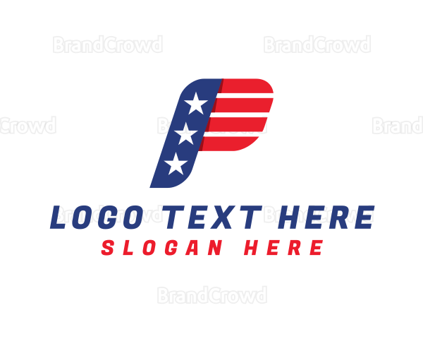 USA Flag Letter P Logo