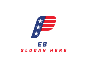 USA Flag Letter P Logo