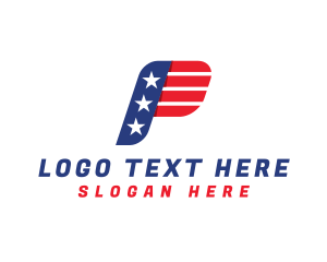 USA Flag Letter P Logo