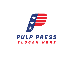 USA Flag Letter P logo design