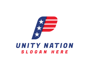 Nation - USA Flag Letter P logo design