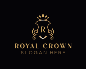 Gold Crown Shield logo design