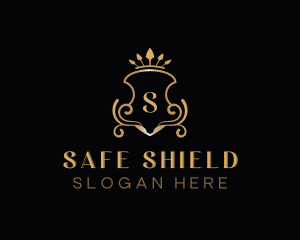 Gold Crown Shield logo design