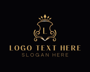Event Planner - Gold Crown Shield logo design