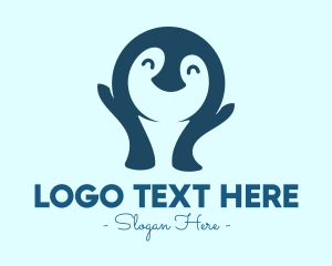 Cute Happy Penguin Logo