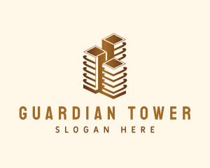 Golden Skyscraper Tower logo design