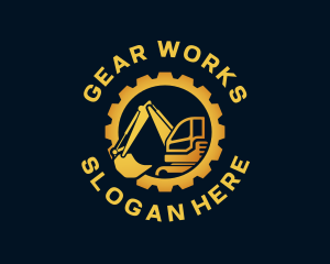 Gear Machine Excavator logo design