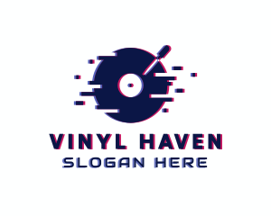 Vinyl - Glitch Vinyl Disc logo design