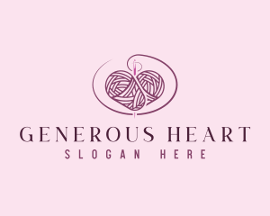 Sewing Yarn Heart logo design