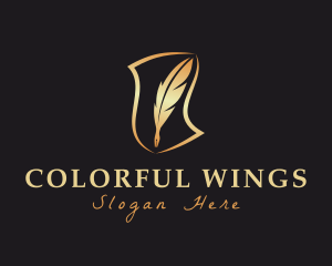 Scroll Writing Quill logo design