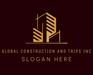Skyscraper - Gold Tower Construction logo design