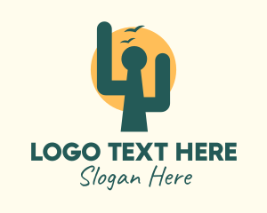 Desert - Cactus Sunset Keyhole logo design