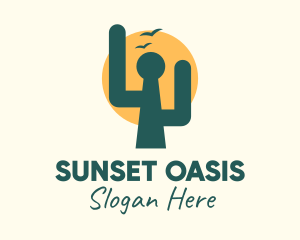 Cactus Sunset Keyhole logo design