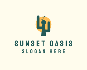 Cactus Sunset Keyhole logo design