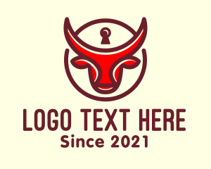 Security - Bull Keyhole Lock logo design