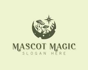 Crescent Moon Mushroom logo design