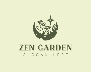 Crescent Moon Mushroom logo design